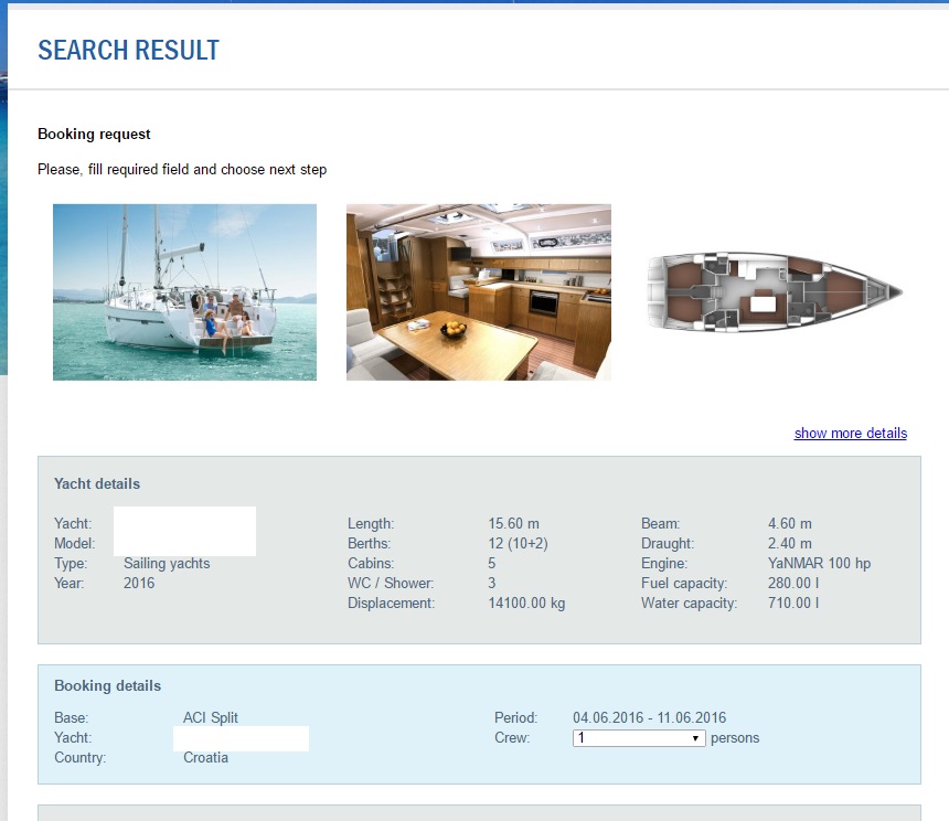 charter yacht description
