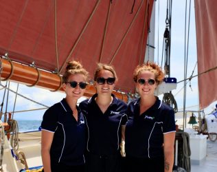 three hostesses on charter yacht in croatia